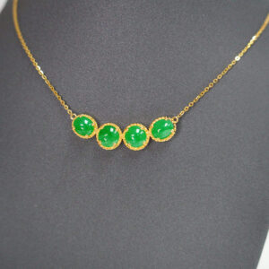 FULL GREEN JADE OF SMILE SHAPE 18 karat golden  pendant with golden chain