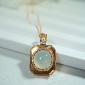Translucent brilliant ICE JADE WITH 18Karat GOLDEN chain necklace