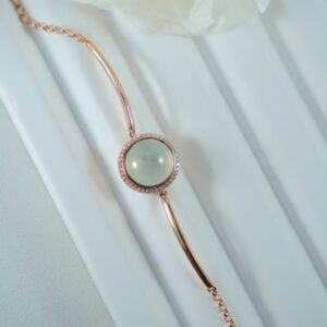 ICE BOTTON FLOATING FLOWER JADEpendant  WITH 18Karat ROSE GOLDEN CHAIN BRACELET